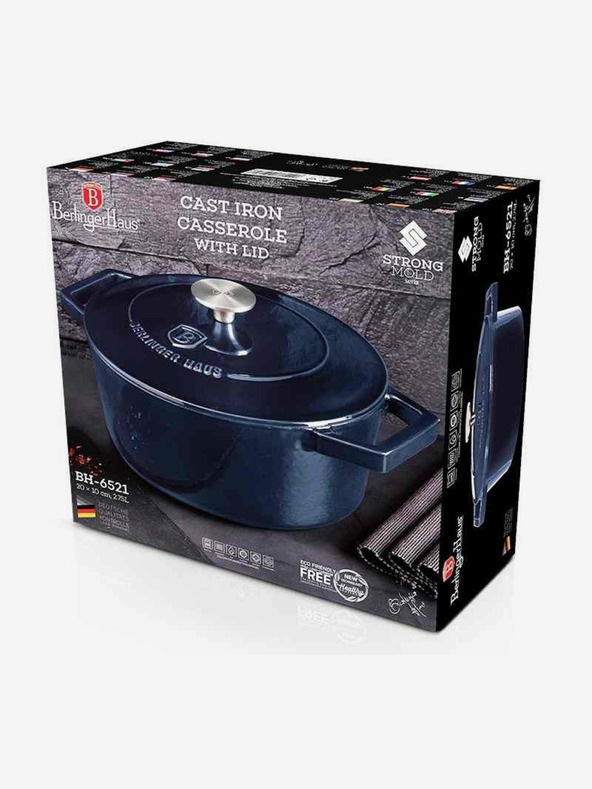 Berlingerhaus Gusseiserner Bräter mit Deckel BERLINGERHAUS Aquamarine Metallic Line (20 cm)