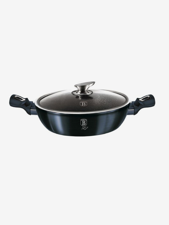 Berlingerhaus Runder Bräter mit Marmoroberfläche und Deckel 28 cm BERLINGERHAUS Metallic Line Aquamarine Edition