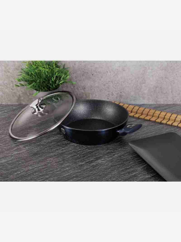 Berlingerhaus Runder Bräter mit Marmoroberfläche und Deckel 28 cm BERLINGERHAUS Metallic Line Aquamarine Edition