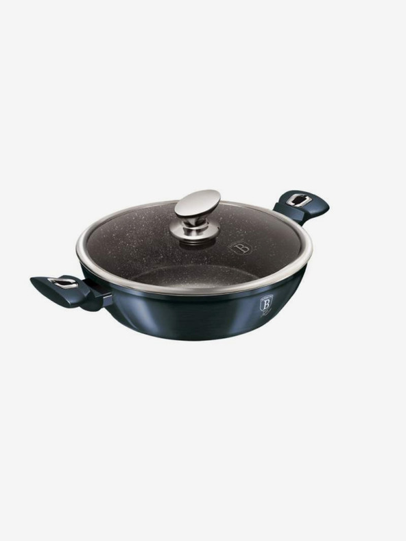 Berlingerhaus Runder Bräter mit Marmoroberfläche und Deckel 28 cm BERLINGERHAUS Metallic Line Aquamarine Edition