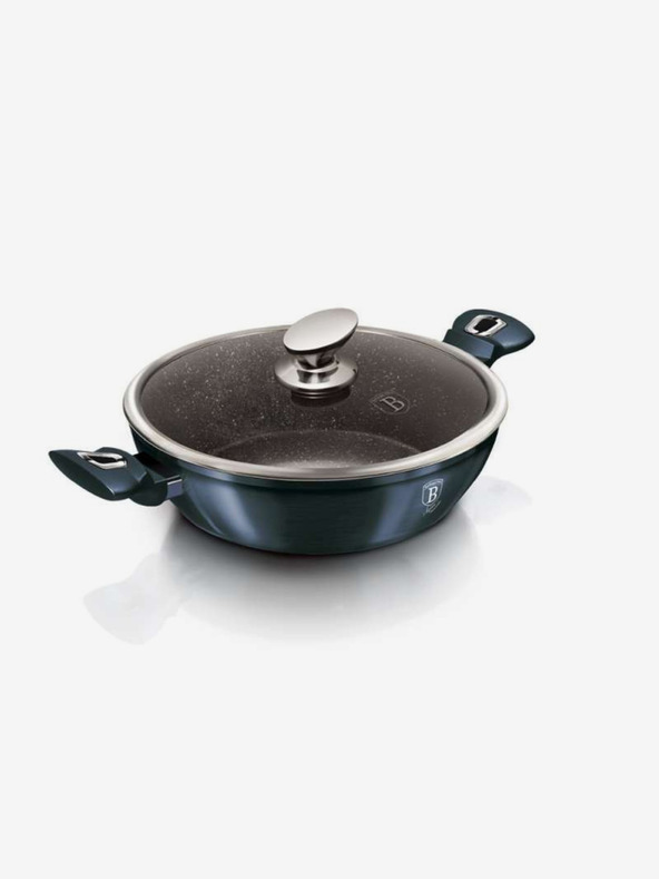 Berlingerhaus Runder Bräter mit Marmoroberfläche und Deckel 28 cm BERLINGERHAUS Metallic Line Aquamarine Edition