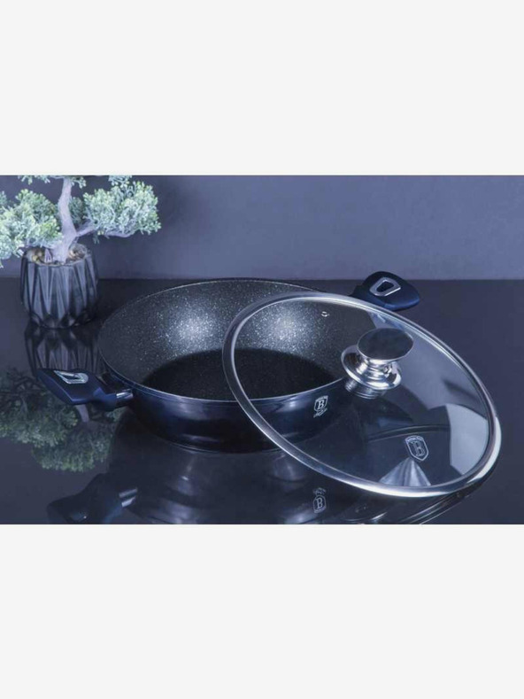 Berlingerhaus Runder Bräter mit Marmoroberfläche und Deckel 28 cm BERLINGERHAUS Metallic Line Aquamarine Edition