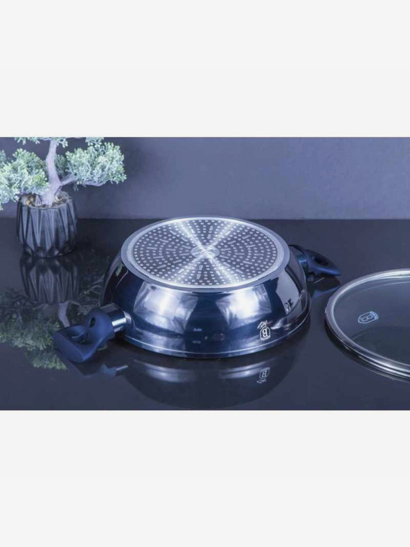 Berlingerhaus Runder Bräter mit Marmoroberfläche und Deckel 28 cm BERLINGERHAUS Metallic Line Aquamarine Edition