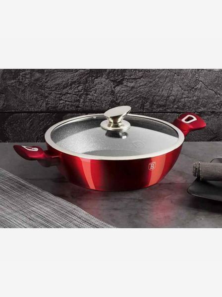 Berlingerhaus Runder Bräter mit Marmoroberfläche und Deckel 28 cm BERLINGERHAUS Burgundy Metallic Line
