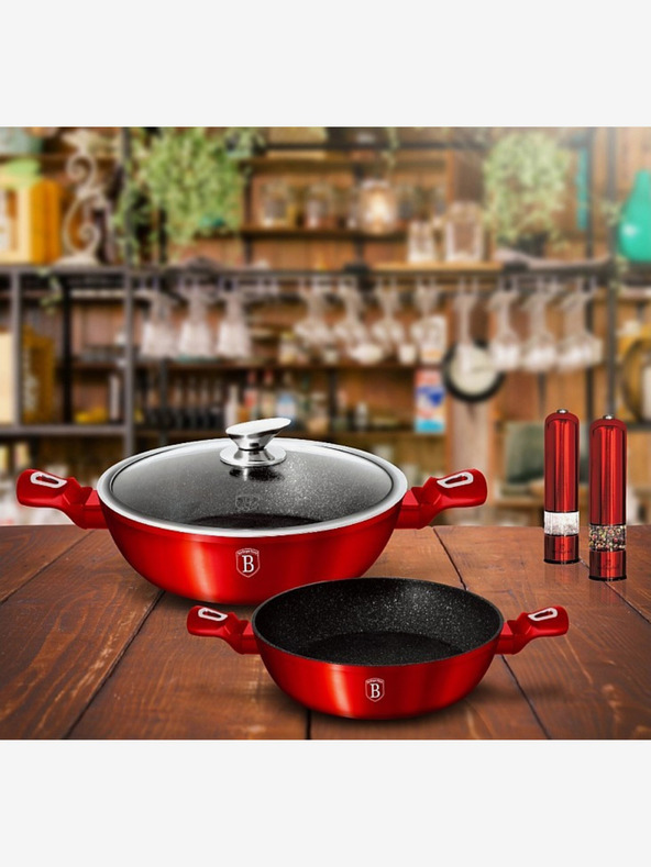 Berlingerhaus Runder Bräter mit Marmoroberfläche und Deckel 28 cm BERLINGERHAUS Burgundy Metallic Line