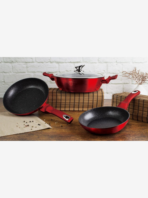 Berlingerhaus Runder Bräter mit Marmoroberfläche und Deckel 28 cm BERLINGERHAUS Burgundy Metallic Line