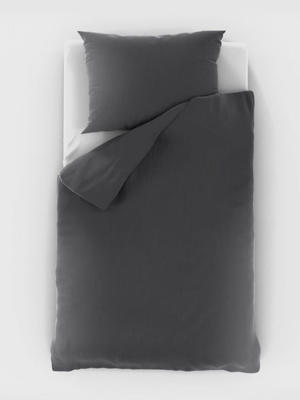 Kvalitex Musselin-Bettwäsche 140x200, 70x90cm dunkelgrau Kvalitex