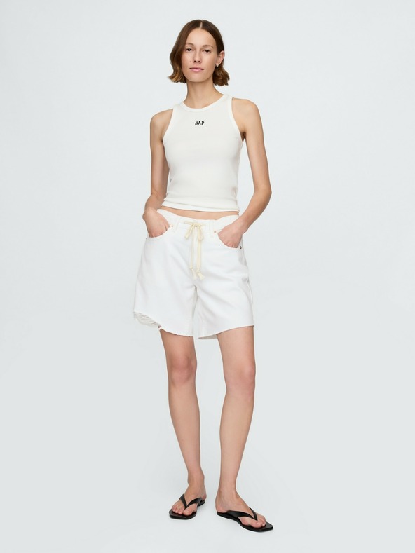 GAP Damen geripptes Top mit Logo Americana GAP