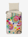HIP 140 x 200 cm - Beige gemusterte Wendebettwäsche HIP Inessa