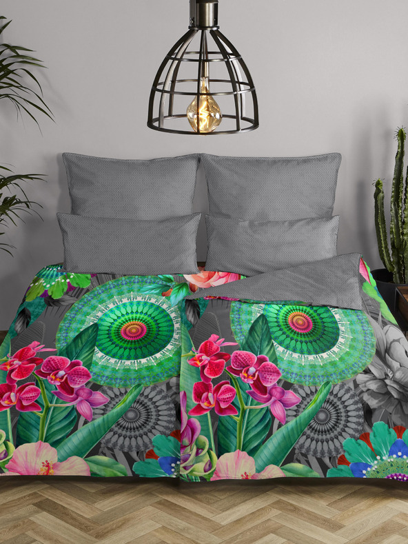 HIP Grau gemusterte Wendebettwäsche HIP Thirze 140 x 200 cm -