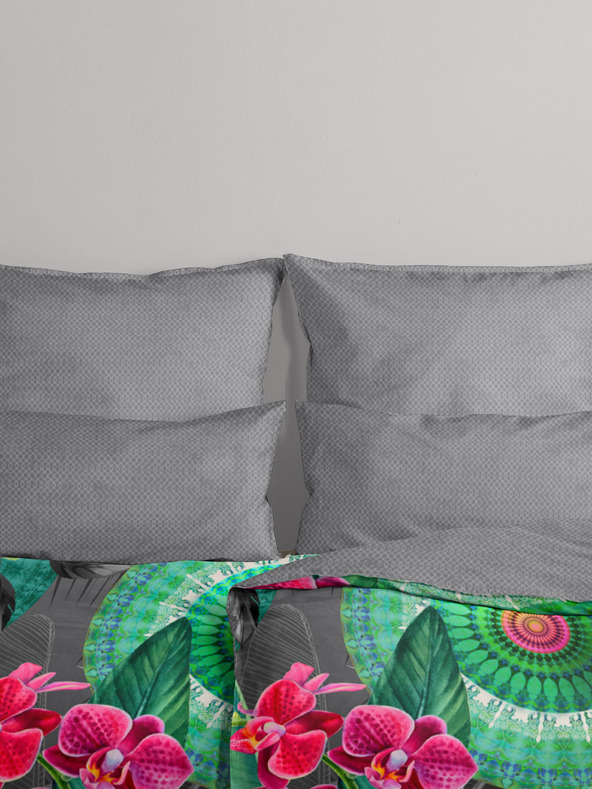 HIP Grau gemusterte Wendebettwäsche HIP Thirze 140 x 200 cm -