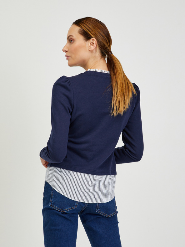 Orsay Dunkelblauer Damen Pullover mit Hemdeneinsatz ORSAY